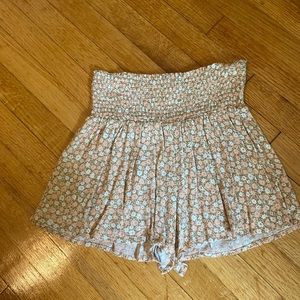 flowy floral shorts